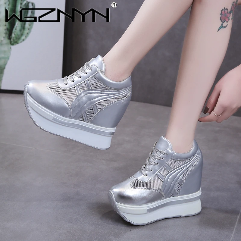 WGZNYN 2022 Autumn 11 Cm Pumps Thick Wedge Bottom Increased Casual Shoes Women Shoes Fashion High Platform Shoes Zapatos Mujer