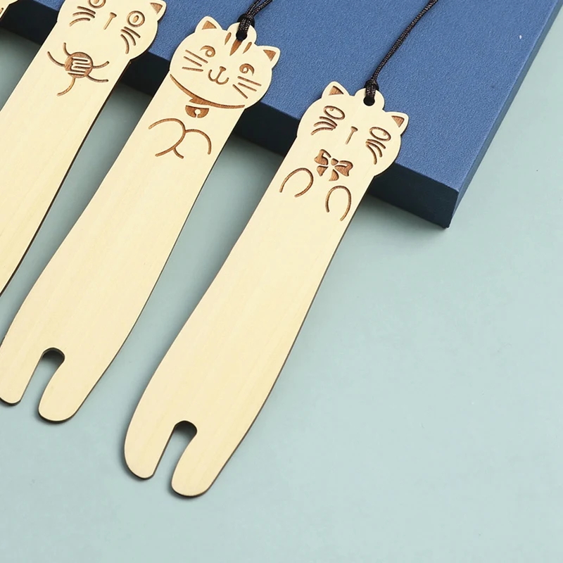 4 Pack Cat Bookmarks Kit Wooden Cute Bookmarks Set Kit Wooden Bookmarks Teacher Students Book Lovers Reading Page Markers