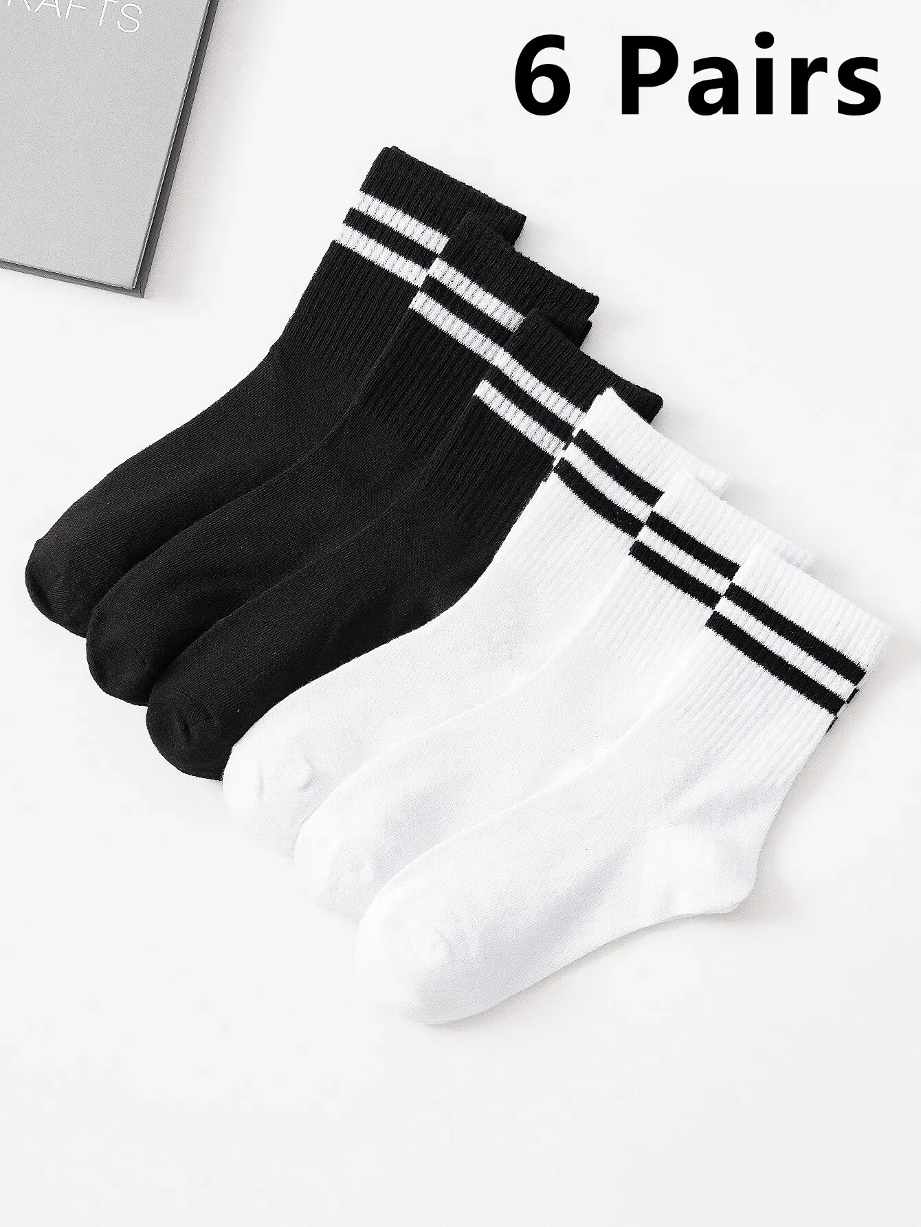 Retro Two Bar Stripe Stacked Middle Socks for Men and Women in Four Seasons, Anti Slip and Non Dropping, College Style
