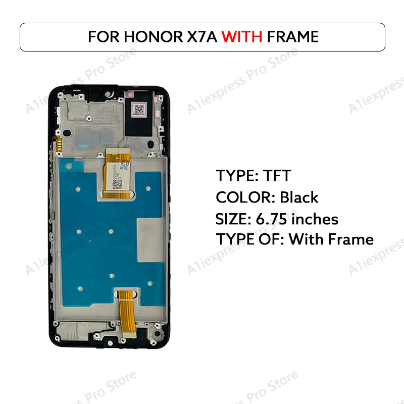 Voor Huawei Honor X7a Lcd-scherm Touch Screen Digitizer Vergadering RKY LX1 LX2 LX3 6.75 "TFT LCD Vervanging Reparatie onderdelen