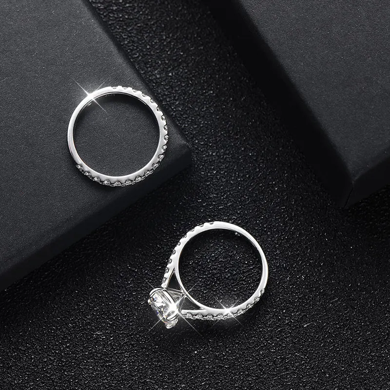 KNOBSPIN D VVS1 anillos de moissanita para mujer, conjuntos nupciales de diamantes brillantes con GRA s925, banda Eternity chapada en plata de ley