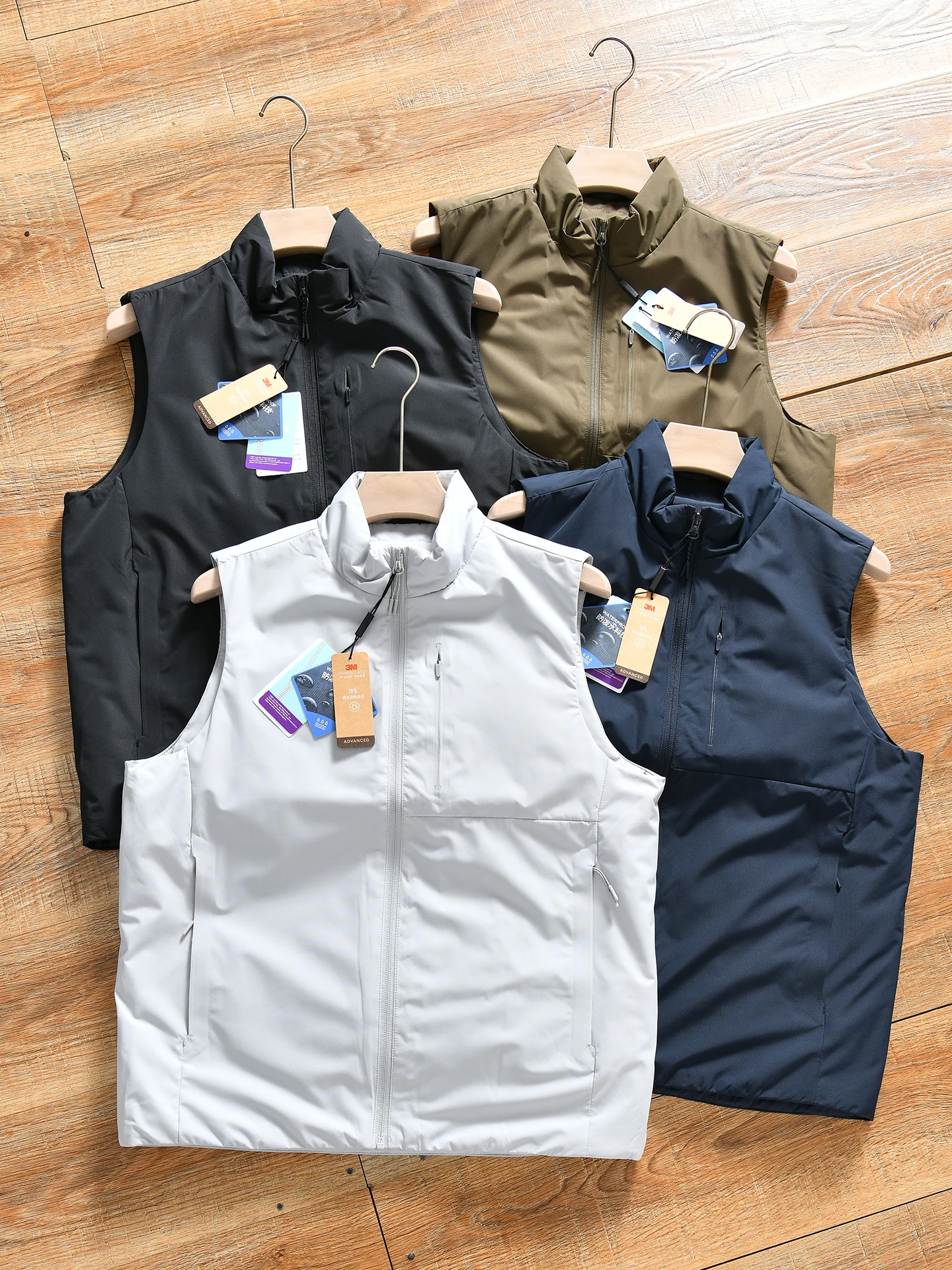 

New Snowy Lightweight Warm Waterproof Men's Outdoor Sports Cotton Vest Stand Collar Polyester Fiber Winter Regular Fit Zipper