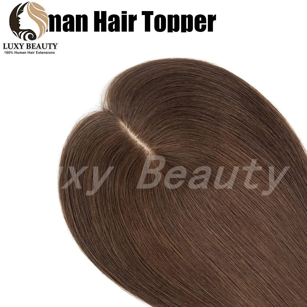 5cmx9cm Human Hair Toppers For Women Short Straight Middle Part Hair Toppers Natural Black Brown Gray Clip In Human Hairpieces