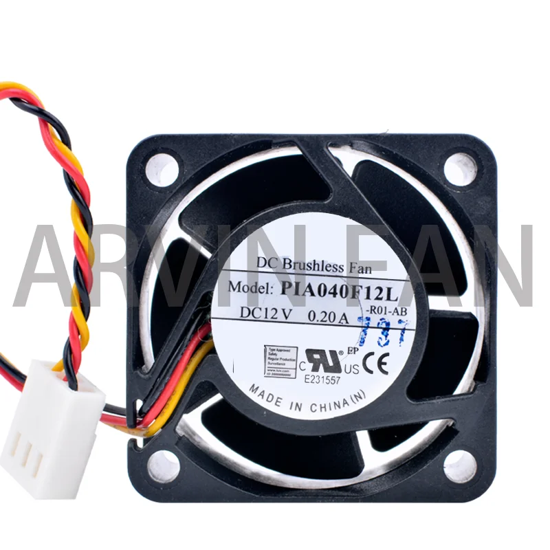 PIA040F12L 4cm 40mm Fan 4020 40x40x20mm DC12V 0.20A 3 Lines Dual Ball Bearing Speed Detection CPU High Air Volume Cooling Fan