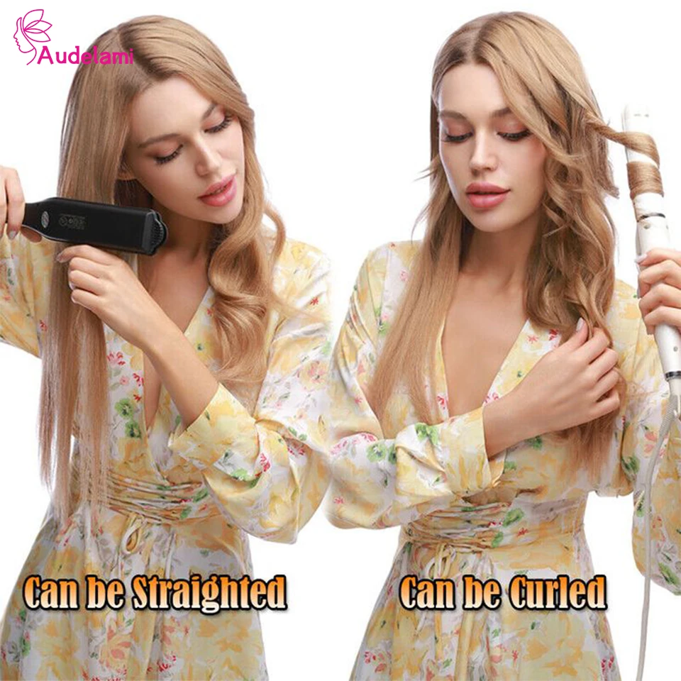 Audelami, cabello humano brasileño en forma de V de 14-28 pulgadas, Clips de cabello Remy en extensiones, 5 clips rectos, extensión de cabello humano