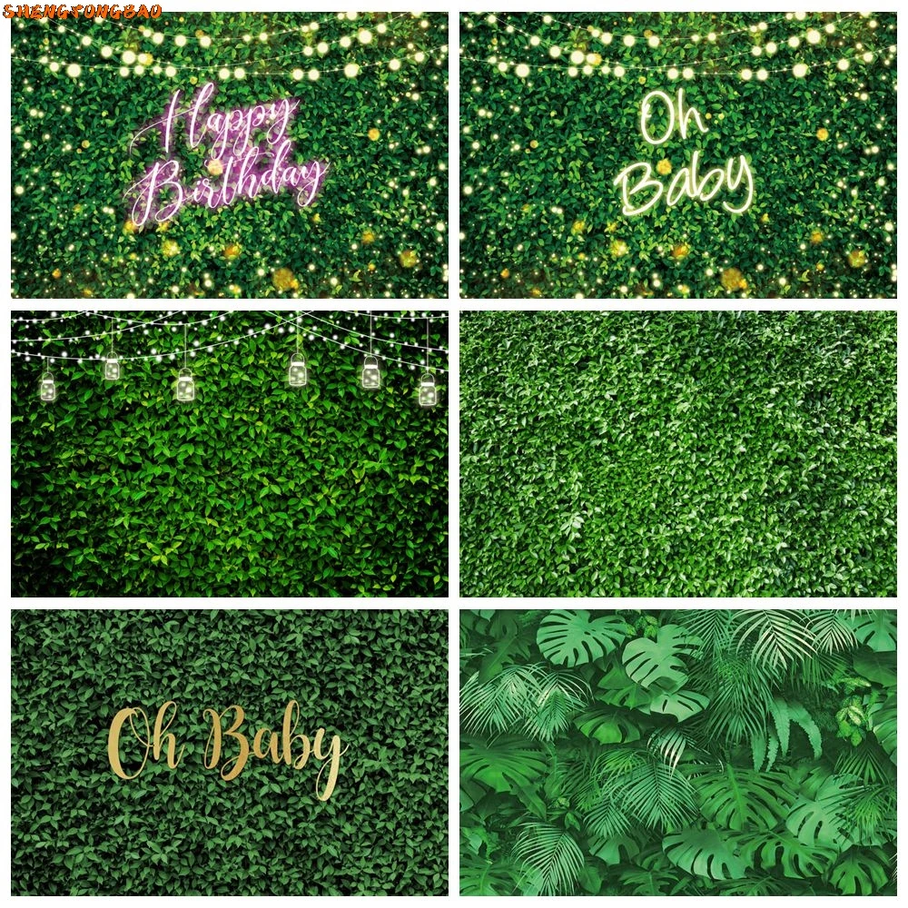 Green Grass Backdrop Oh Baby Happy Birthday Party Wedding Photorgaphy Background Decor Banner Photostudio Photoshoot Supplies