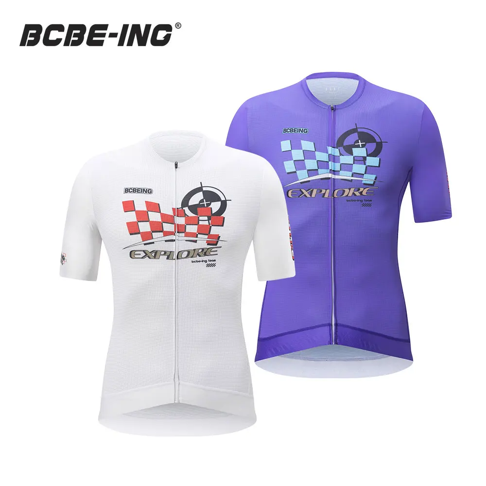 BCBE-ING Lightweight Fit Cycling Jersey Short Sleeve Breathable Quick-Dry Fabric Bicycle Jersey Summer Cycling Clothing YKK Zips