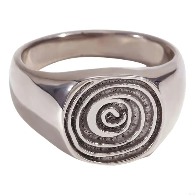 573B Distinctive Rings Fingerprint Rings Statement Rings Stainless Steel Texture