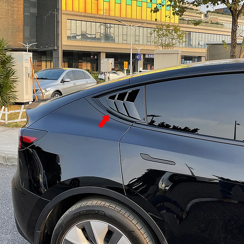 ألياف الكربون سيارة الخلفي الثلاثي كوة الإطار الزخرفية ملصقات الكسوة اكسسوارات ل تسلا نموذج Y 2021 2022 2023 2024 2025 #6