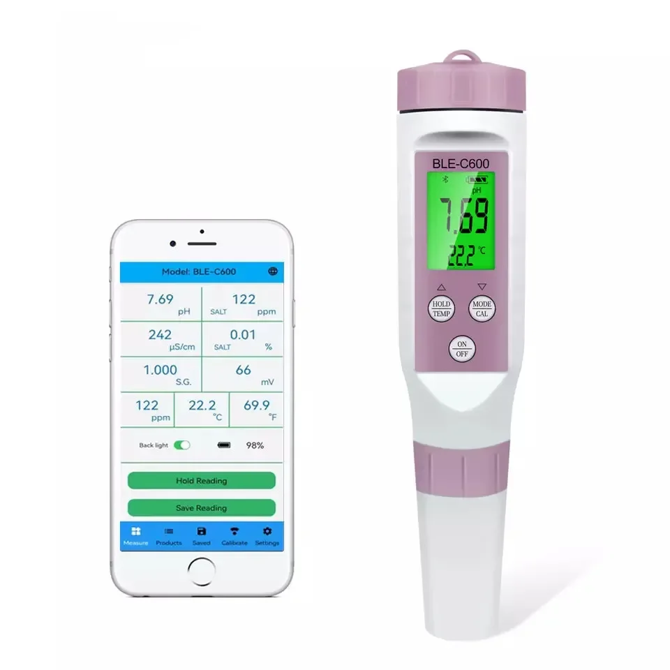 Probador de Calidad del Agua 7 en 1 Ph TDS EC ORP salinidad S.G medidor de PH de temperatura para acuarios de agua potable