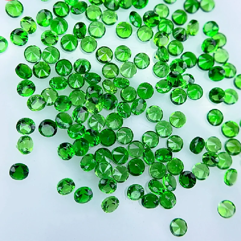 Factory Wholesale 100% Real Natural Circular Green Tsavorite Gemstone Loose Gems Diy Material for Jewelry