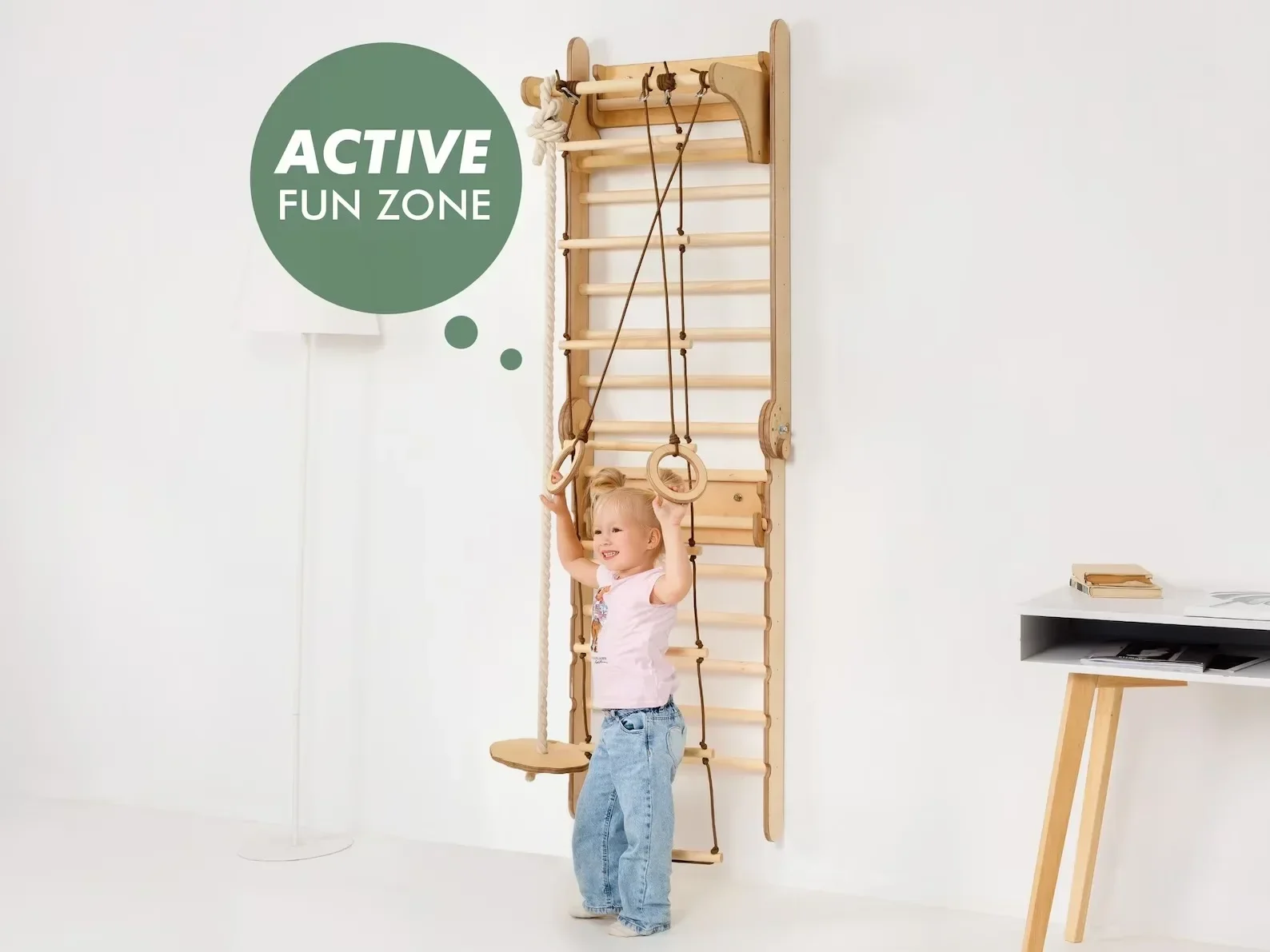 LM KIDS Montessori  Indoor  Climbing Frame Wooden Toys Game with Slide Swing Ramp Sets Kids Picklers Toddler GYMs Kids Gym