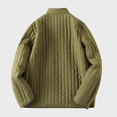 Chaqueta acolchada de algodón ligera con cuello levantado Unisex de estilo japonés para hombre Otoño Invierno rayas verticales Parkas de doble cara