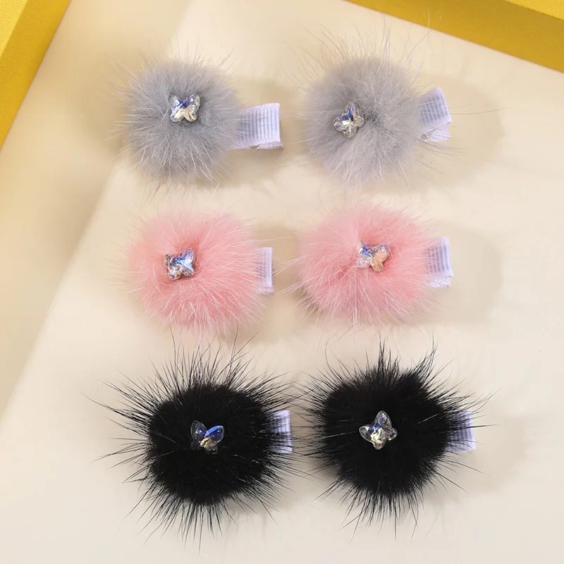 

6Pcs Faux Fur Hairpins For Kids Sweet Girls Hair Clips Barrettes Fashion Children Hair Accessories Winter Plush Headwear