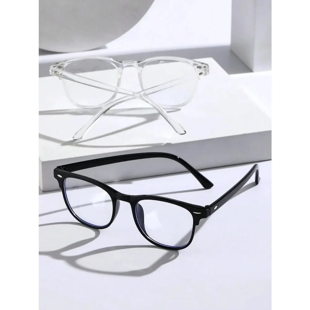 Transparent Square Plastic Frame Trendy Anti-Blue Light Clear Glasses For Back To School Clothing Accessories