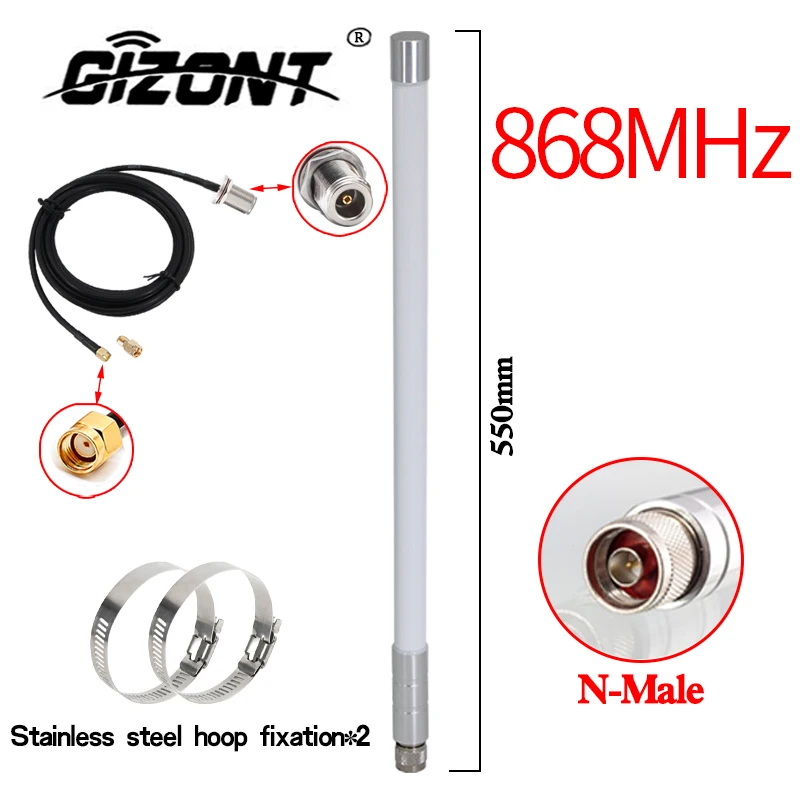 868MHz Hotspot Antennas 868 MHz Fiberglass Outdoor LoRa Antenna  Helium Bobcat Miner for Lorawan Long Range Cable RP SMA Male