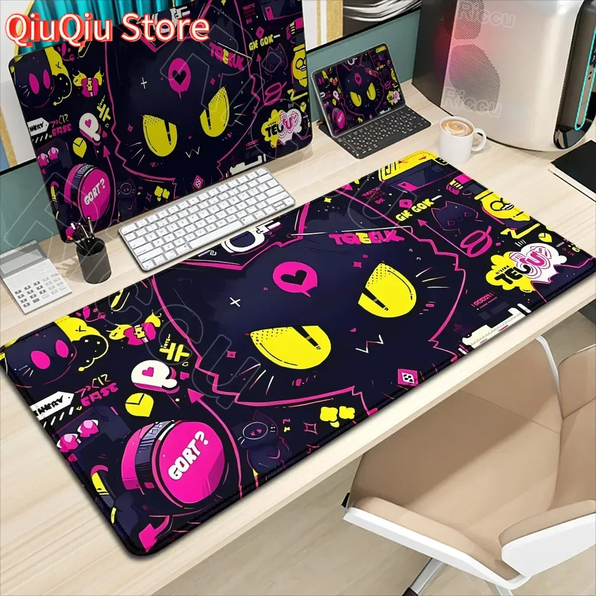 

Kawaii Graffiti Cat Office Desk Mats Computer Keyborad Large Rubber Mouse Pad Cute Cartoon Design Mousepad House Decoration Gift