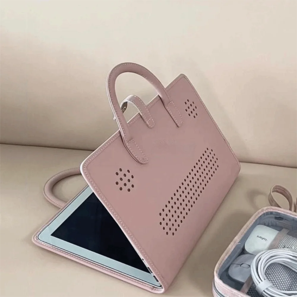 Fashion PU Laptop Sleeve Pink with Handle Protective Case Laptop Bag for for Macbook,Lenovo,Xiaomi,Huawei