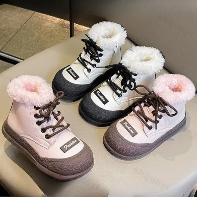 

Children's Fashion Trend Versatile Casual Sports Cotton Boots 2025 Winter Girl Warm Soft Sole Comfortable Plush Snow Short Boots
