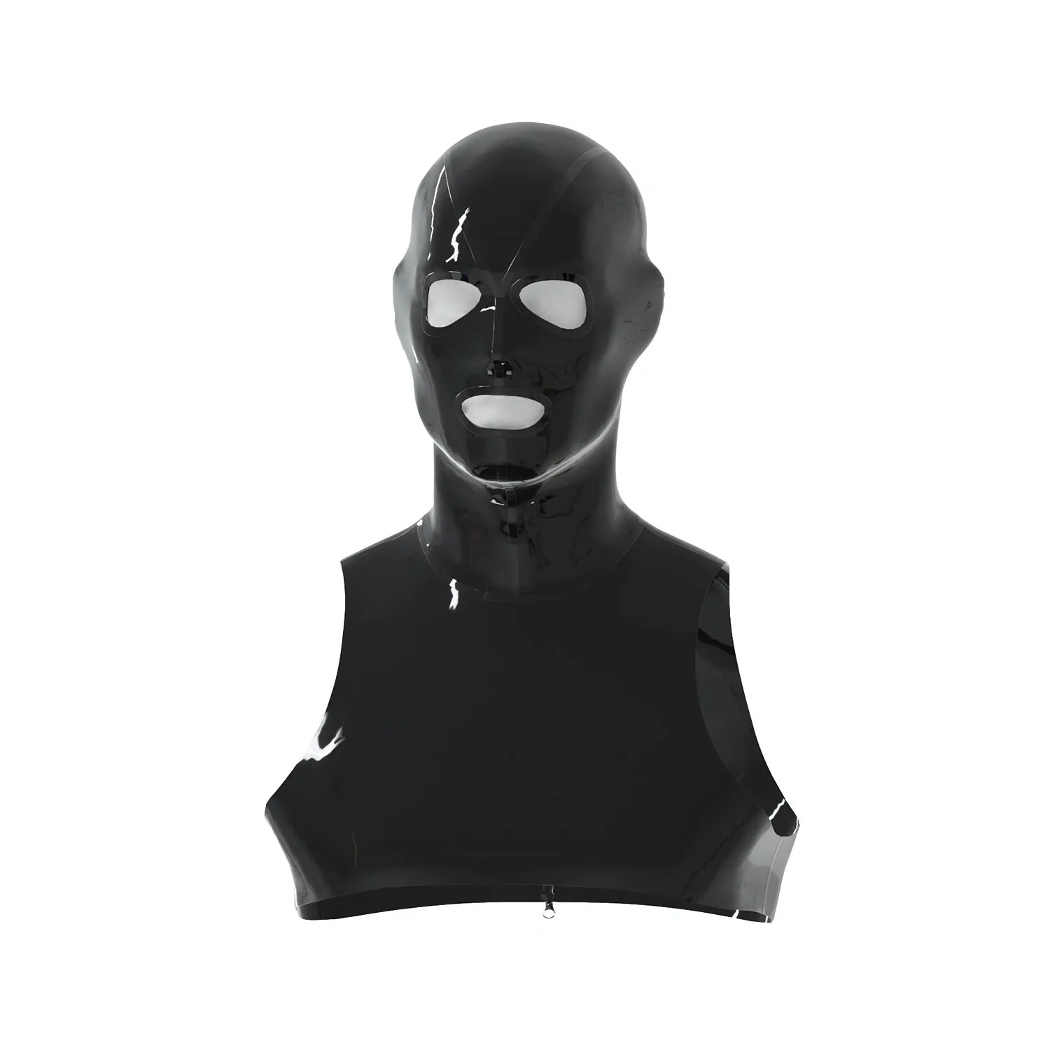 latex gummi mask with tops open eyes nose mouth sleeveless