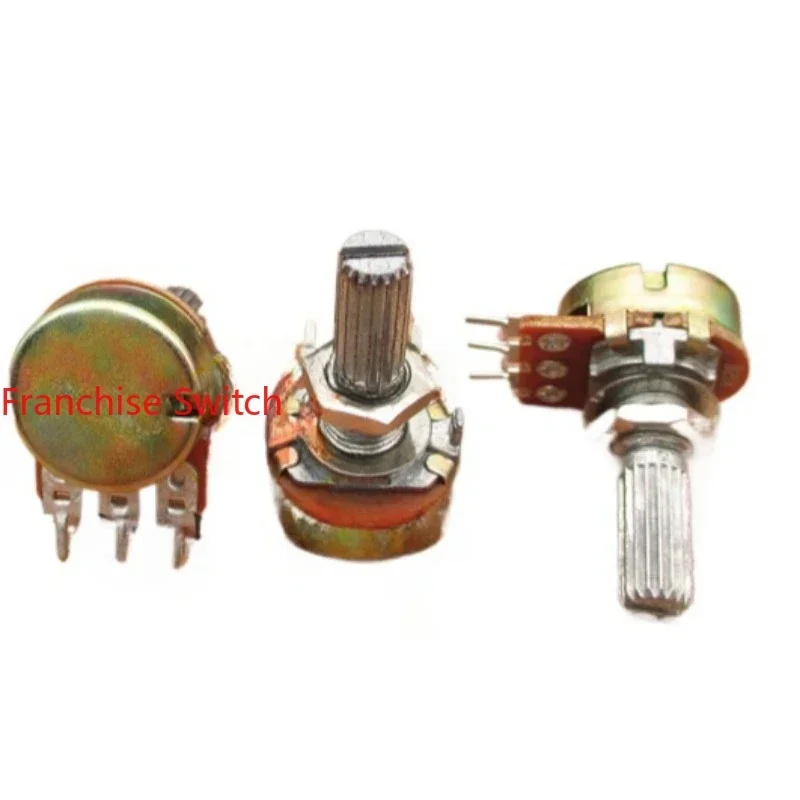 60PCS Duplex Potentiometer B100K WH148 Power Amplifier Volume Tuning 6Feet, Handle Length 20MM With Nuts, For
