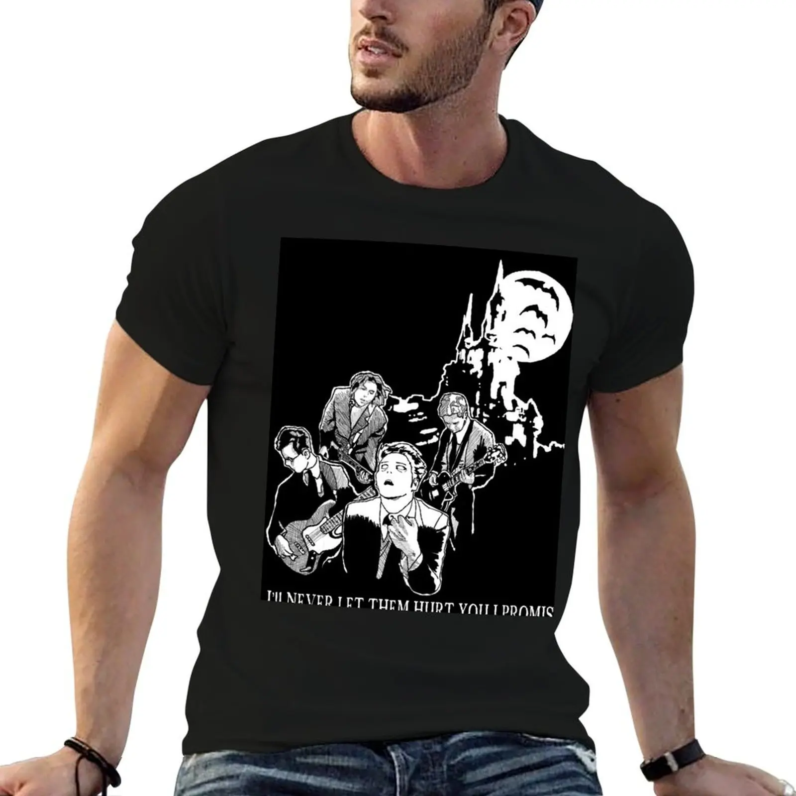 

Футболка в стиле манга «вампиры никогда не повреждают вас», мужская футболка из 100% хлопка, мужская футболка с графическим рисунком