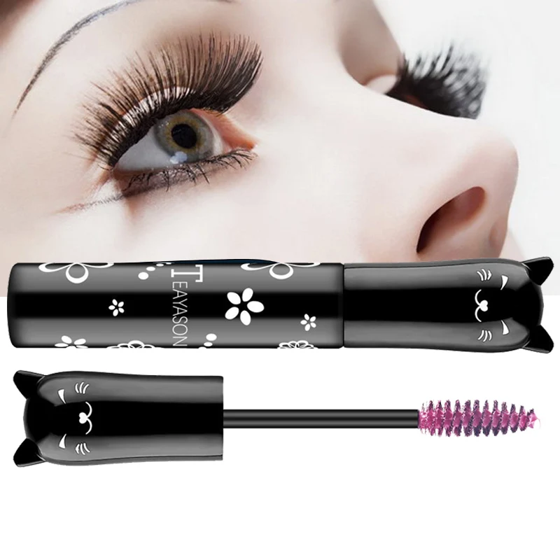 Mascara à friser naturel avec grande tête de brosse, imperméable, mince et longue durée, maquillage des yeux, blanc, violet, saphir, bleu, argent, café