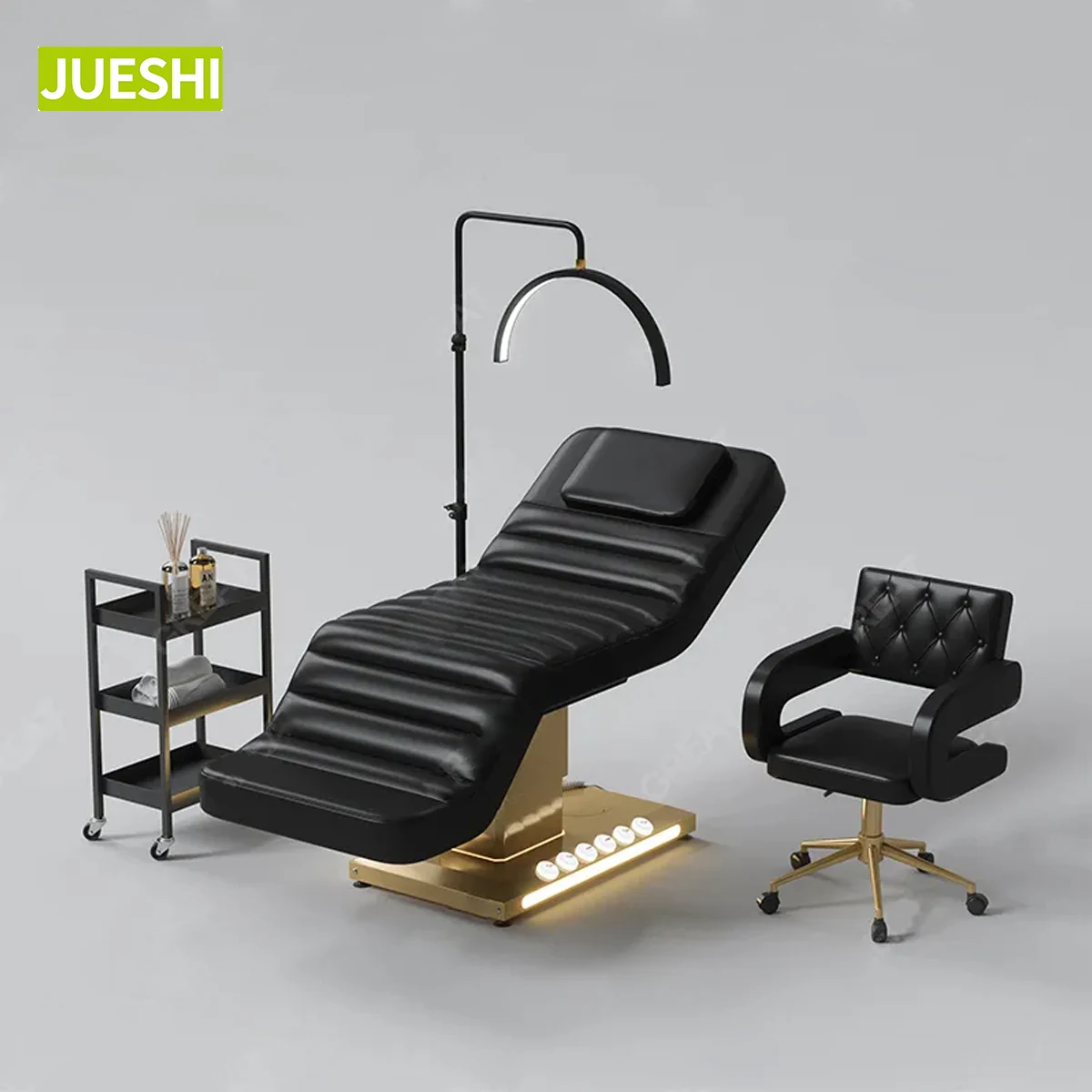 

Custom Cosmetic Luxury Gold Salon Furniture 3 Motor Electric Facial Beauty Massage Bed Table Eyelash Extension Bed For Lash