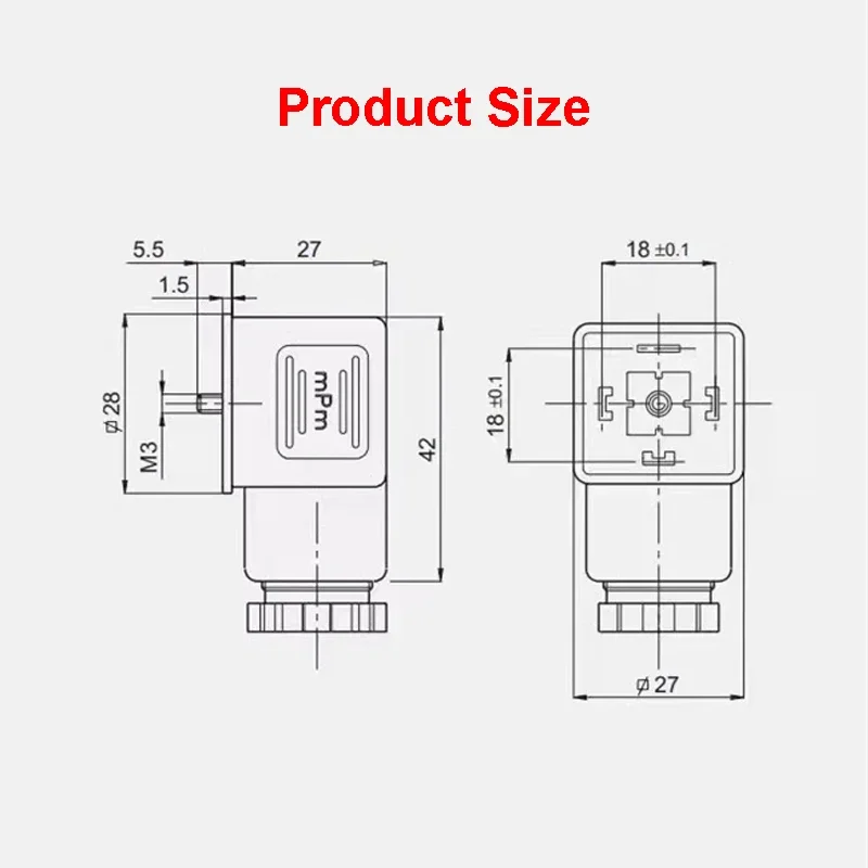 Elektromagnes hydrauliczny zawór impulsowy skrzynka przyłączowa wtyczek wodoodporna 3-rdzeniowa 4-rdzeniowa LED ze światłem DC AC DIN43650A