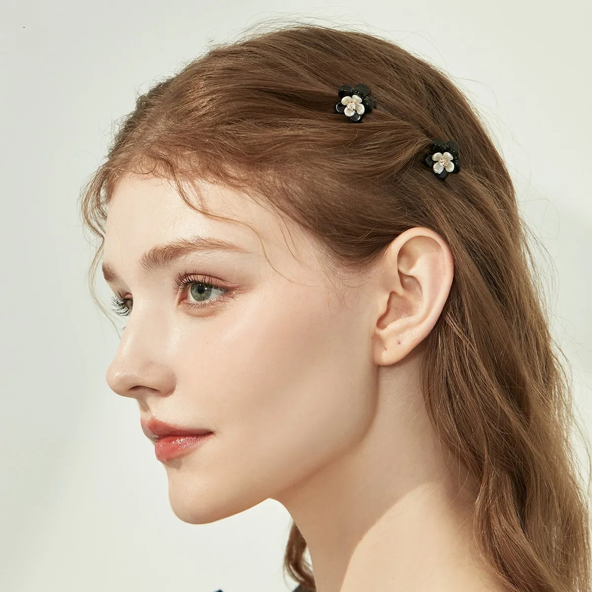 小さなヘアクリップ5個セット,1.9cm,長いヘアクリップ,花柄,ラインストーン,ヘアアクセサリー,女の子と女性用,フリンジ