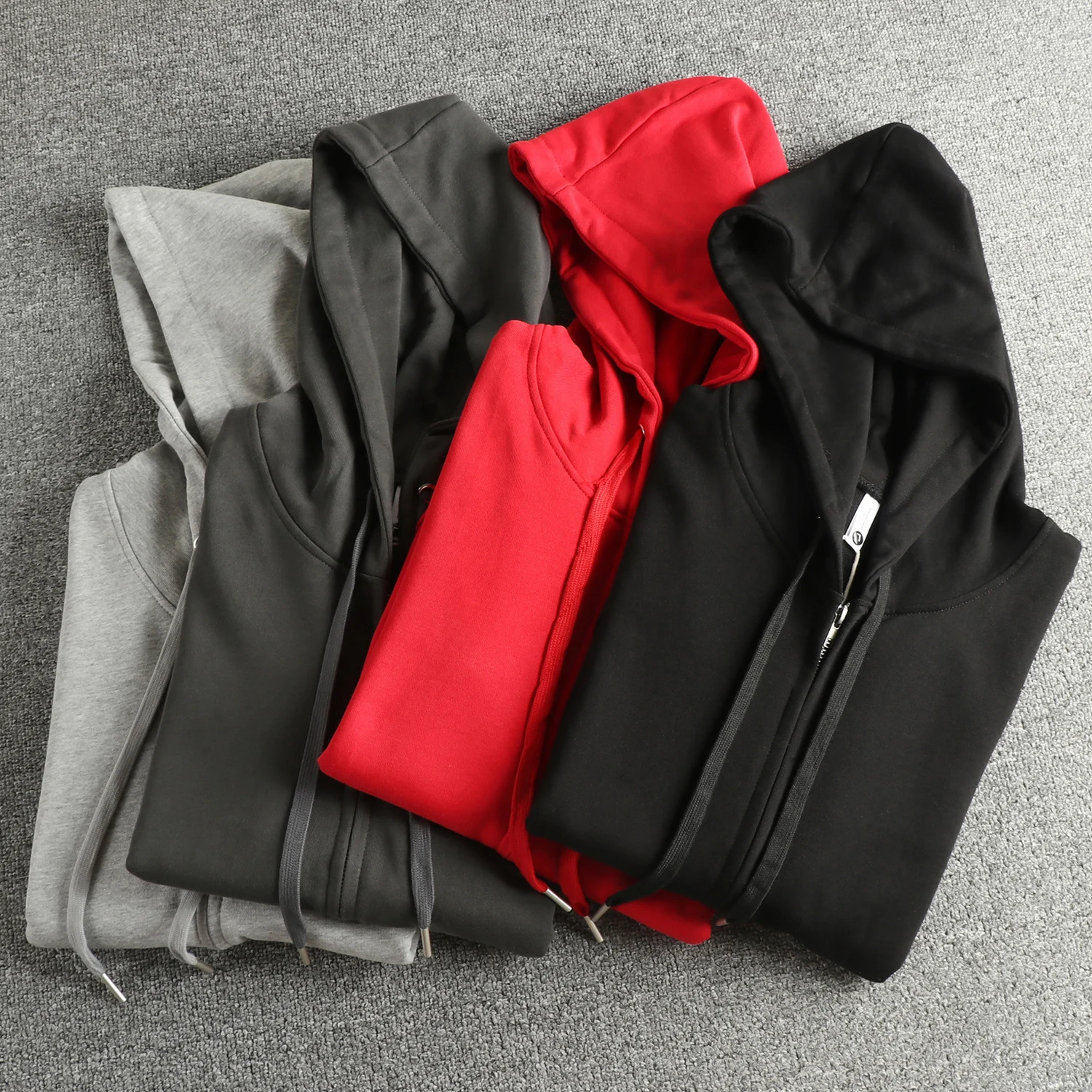

High-Grammage Fleece Fabric Men's Hoodie Trendy Vintage Casual Cardigan Jacket Breathable Long Sleeve Zipper Closure Color