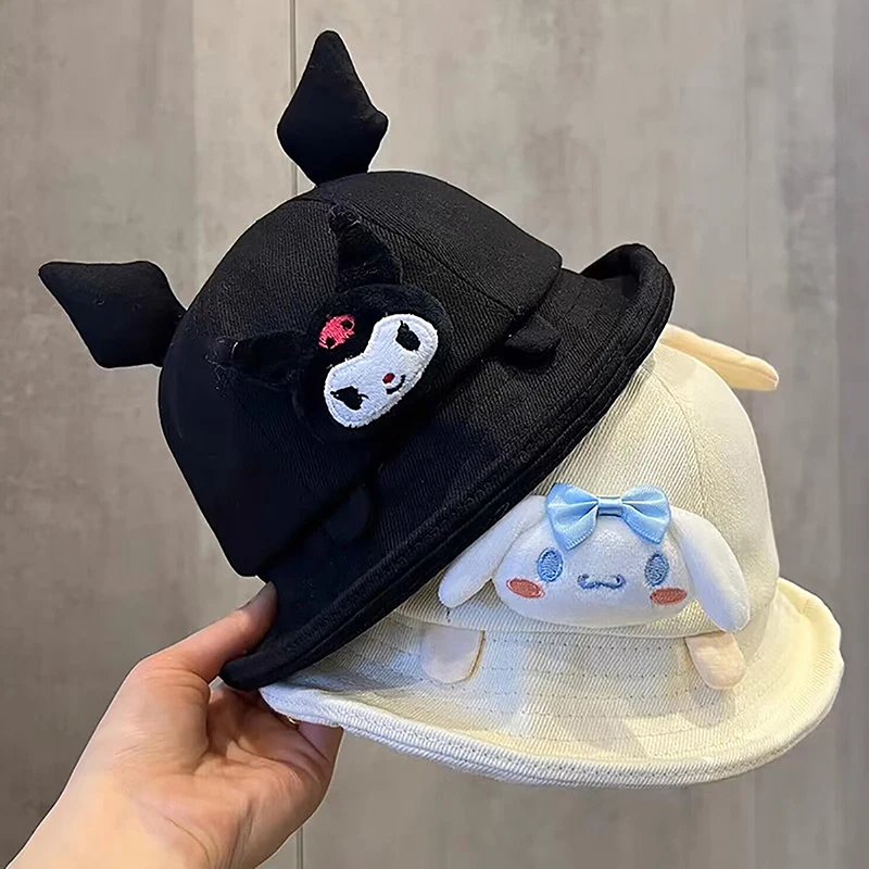 

Sanrio Kuromi cinnamoroll children's fisherman hat spring and autumn girl cartoon hat cute all-match sunscreen sun hat