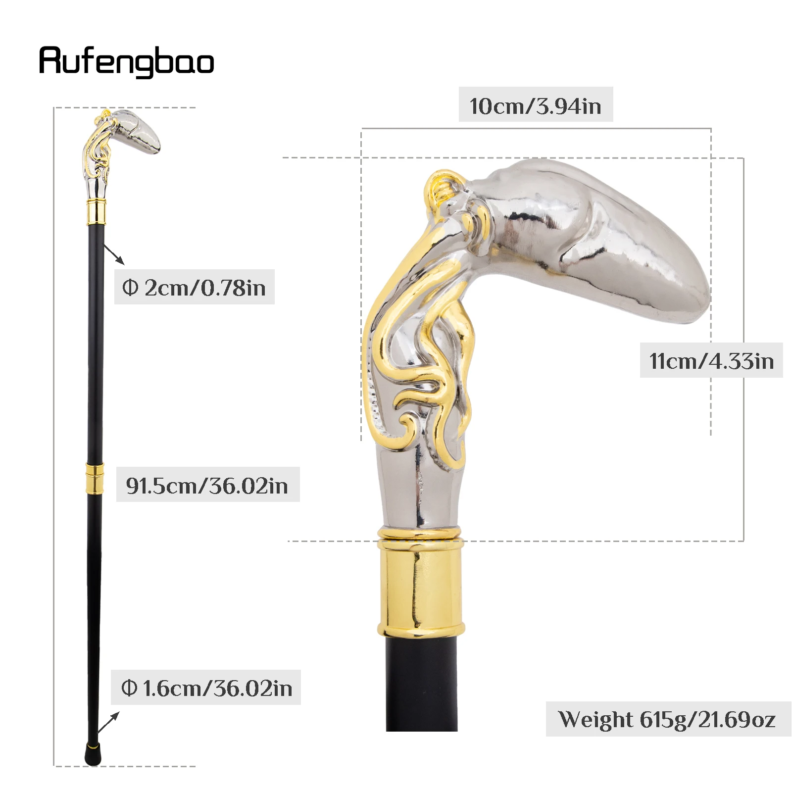 Golden White Octopus Fish Squid Cane Fashion  Stage Cane Decorative Stick Decorative Cane Cosplay Parties, For Cosplay & Party view 2