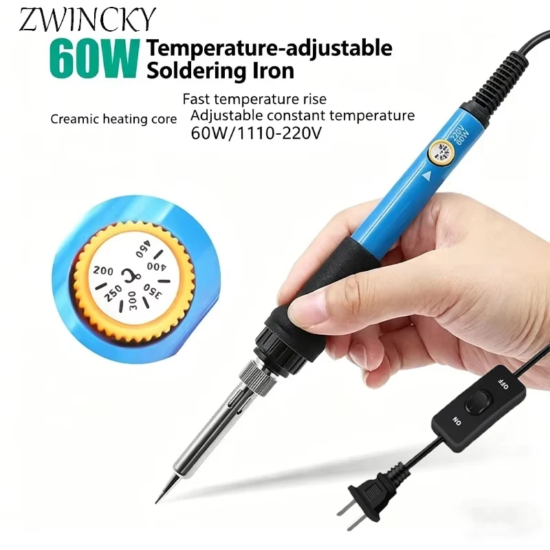 Electric Soldering Iron 60W Adjustable Temperature Soldering Iron Tips 220V/110V Welding Solder Tool Soldering Station