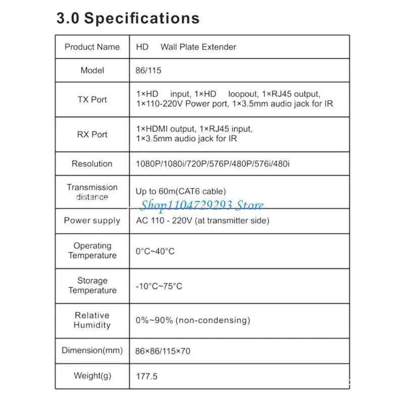 Y2GD Wall Plate Networking Extender Supports HDTV 1080P Video IR Remote Control