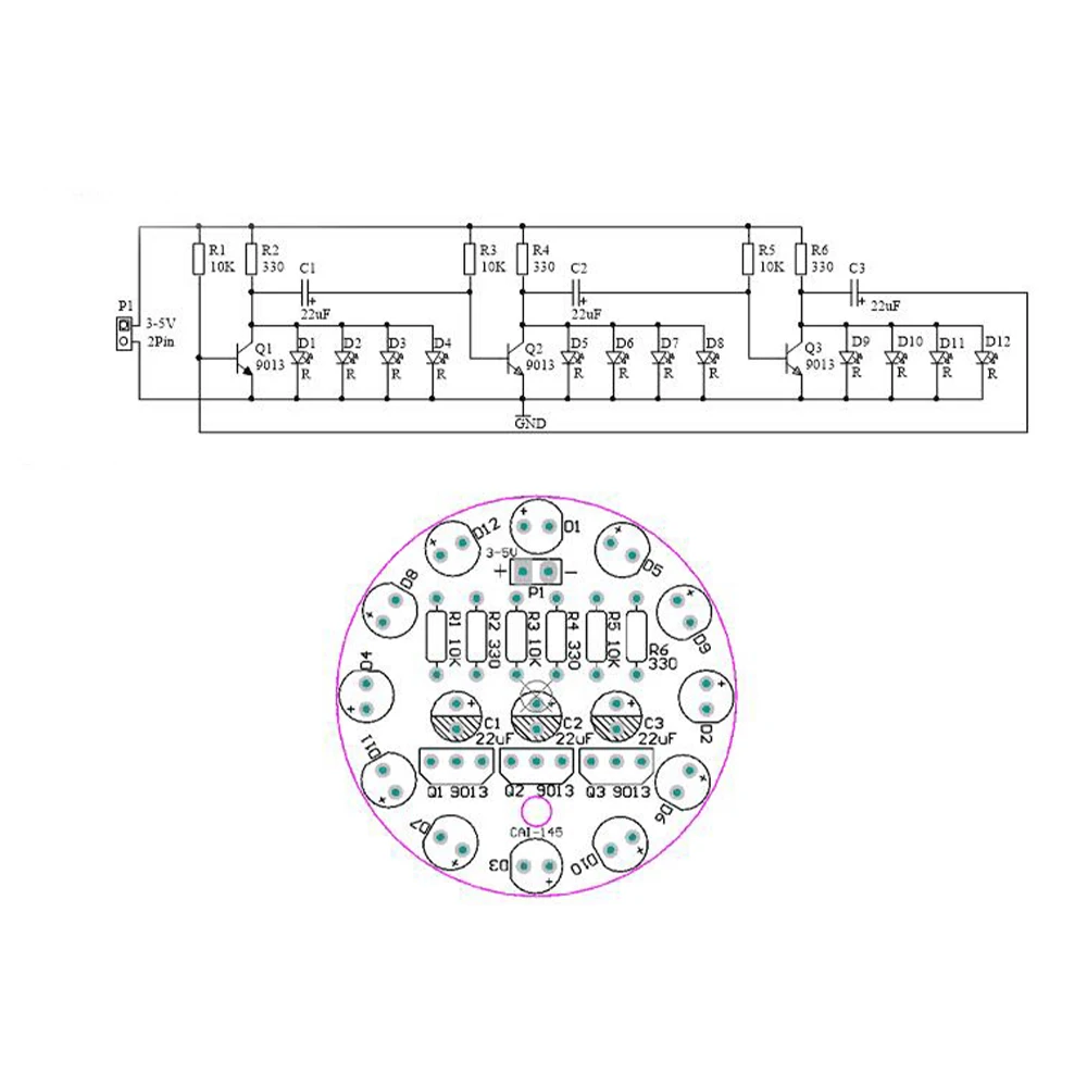 Diy Electronic Kit Set LED Round Water Light Making Kit for Skill Training Soldering Practice Parts