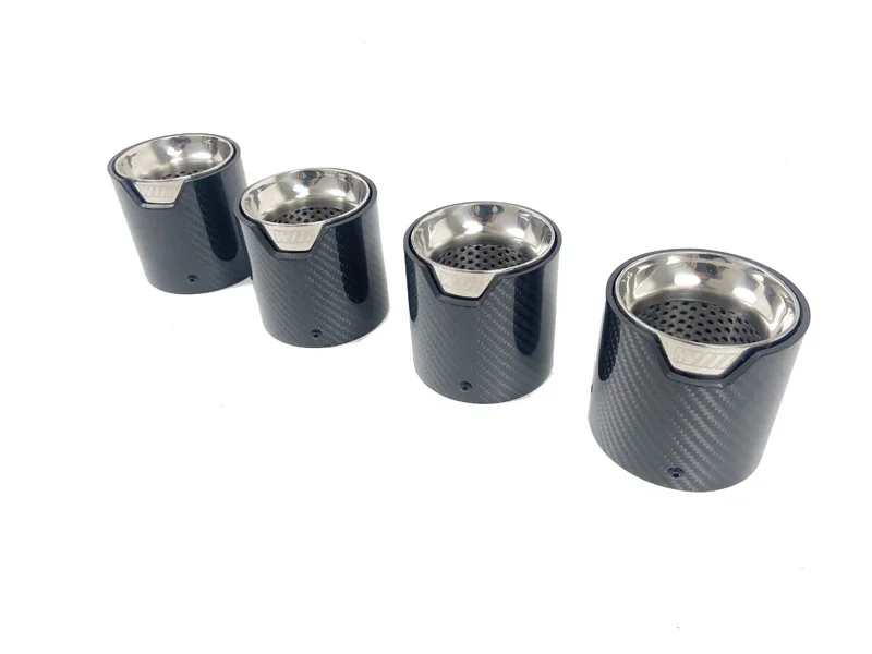 4-PC G80 M3 G82 M4 Carbon Fiber Exhaust tip tail ends Exhaust tip muffler tip Stainless Steel Glossy Black Fits for