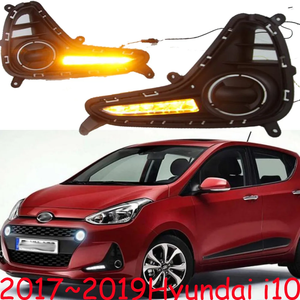 Car styling 1set For Hyundai Grand I10 2017 2018 Driving DRL Daytime Running Light i 10 fog lamp Relay LED Daylight turn signal