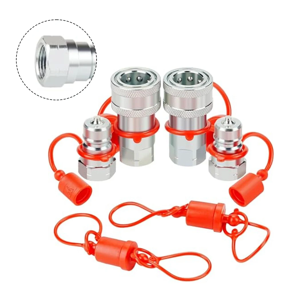 2set Hydraulic Quick Connect Coupler 1/2 1/4 3/8 NPT ISO7241-A Hydraulic Quick Connect Coupler Fittings With Dust Cap Couplers ﻿