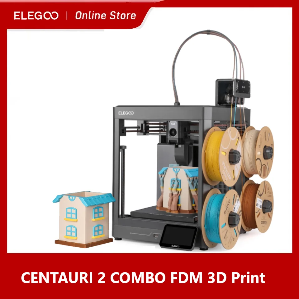 ELEGOO Centauri 2 Combo Mehrfarben-3D-Drucker, CoreXY 500mm/s Hochgeschwindigkeits-Mehrfarbdruck, 256x256x256mm Bauvolumen