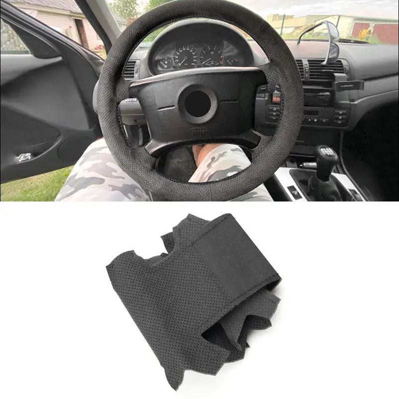 Piel perforada de gamuza para BMW 3 5 Series E36 E46 E39 1995-2003 X3 E83 X5 E53 2000-2006 cubierta protectora para volante
