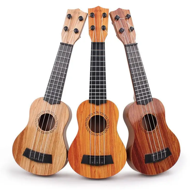 1 pçs aprendizagem presentes educativos 26/35cm crianças guitarra 4 cordas instrumento musical com pás simulando brinquedo musical yukrili