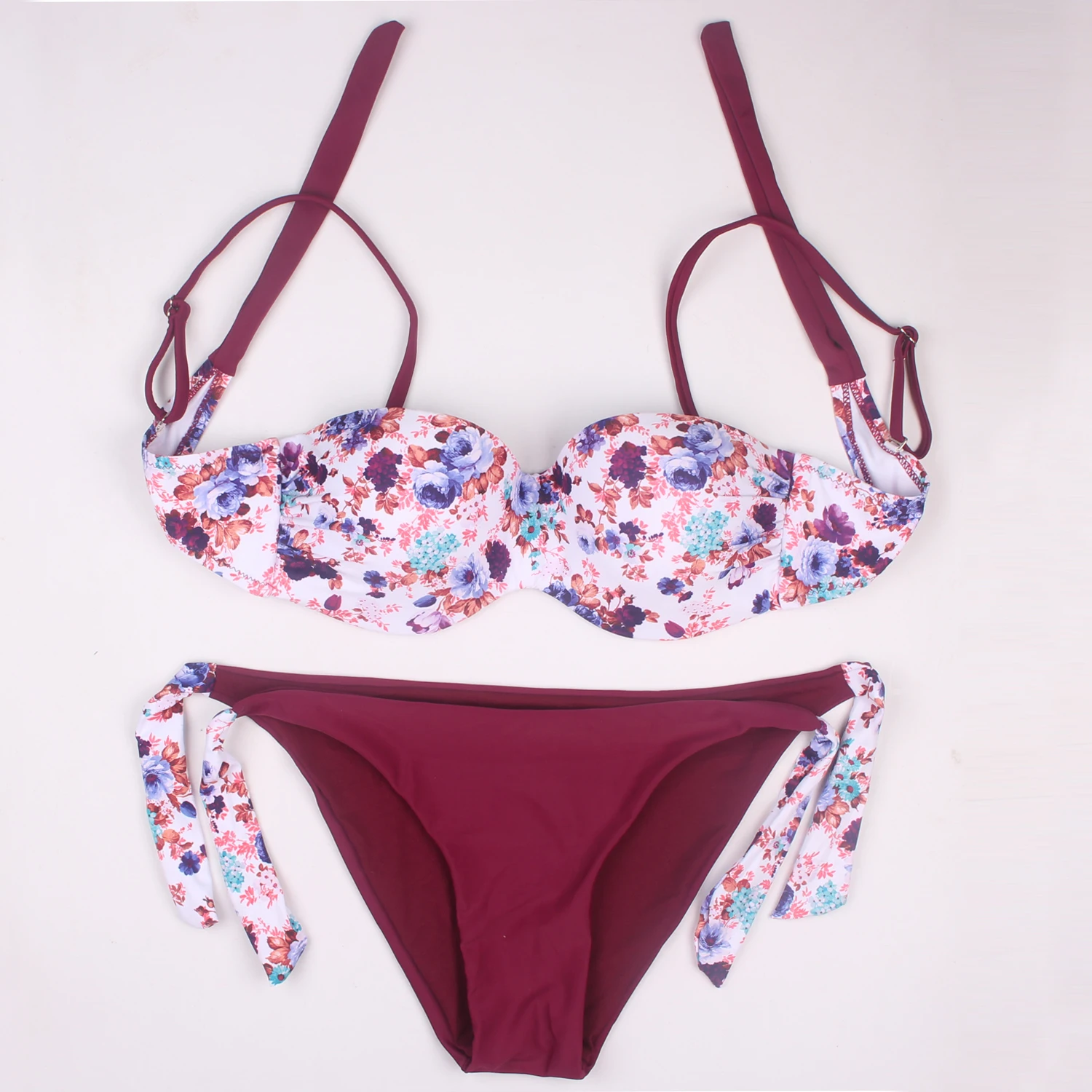 Womens Sexy Summer Style Beach Wear Bikini Push Up Halter Floral Brazilian Bathing Suit Bikini