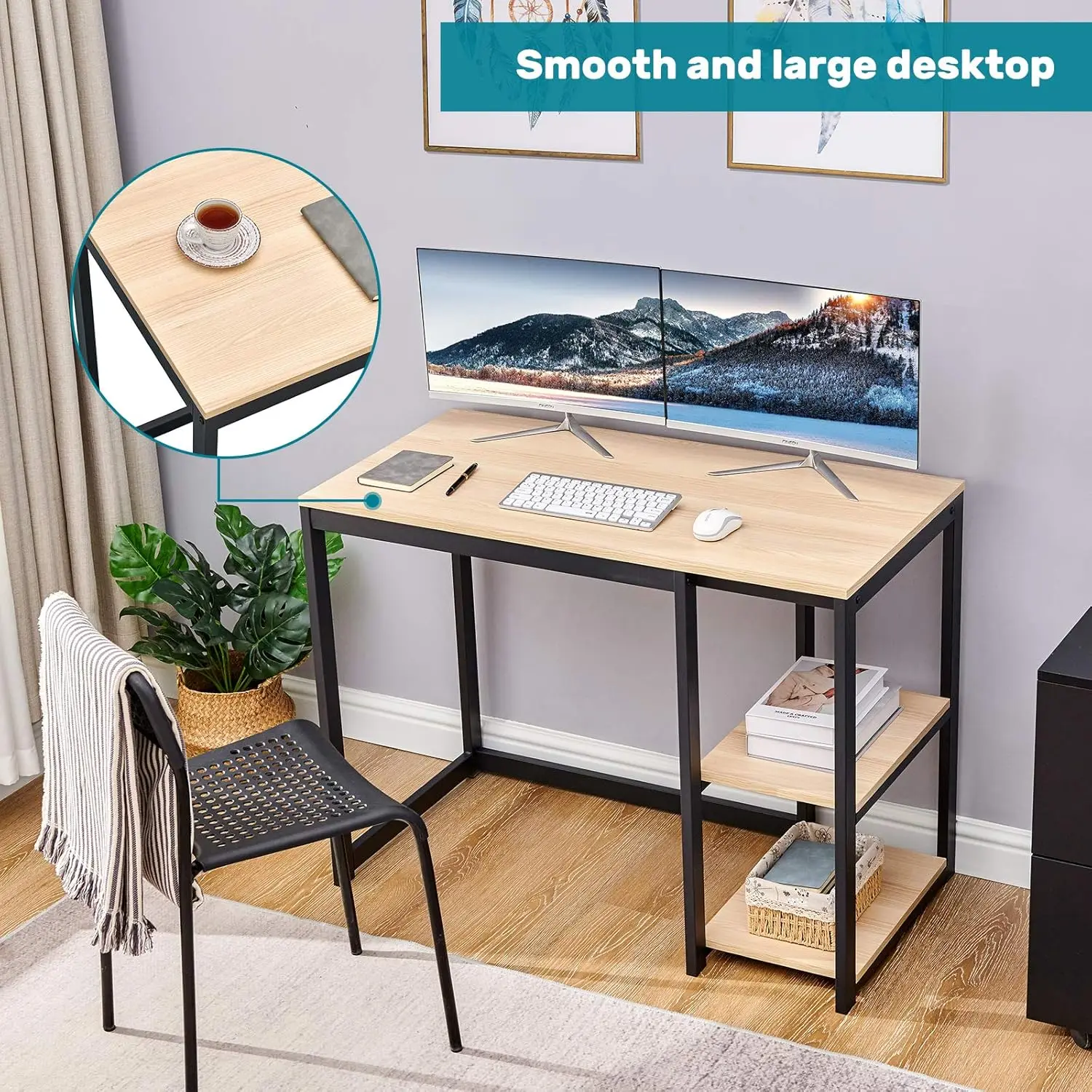 ！@Combohome Modern Minimalist Wooden Computer Table Desk for Playing or Working Student