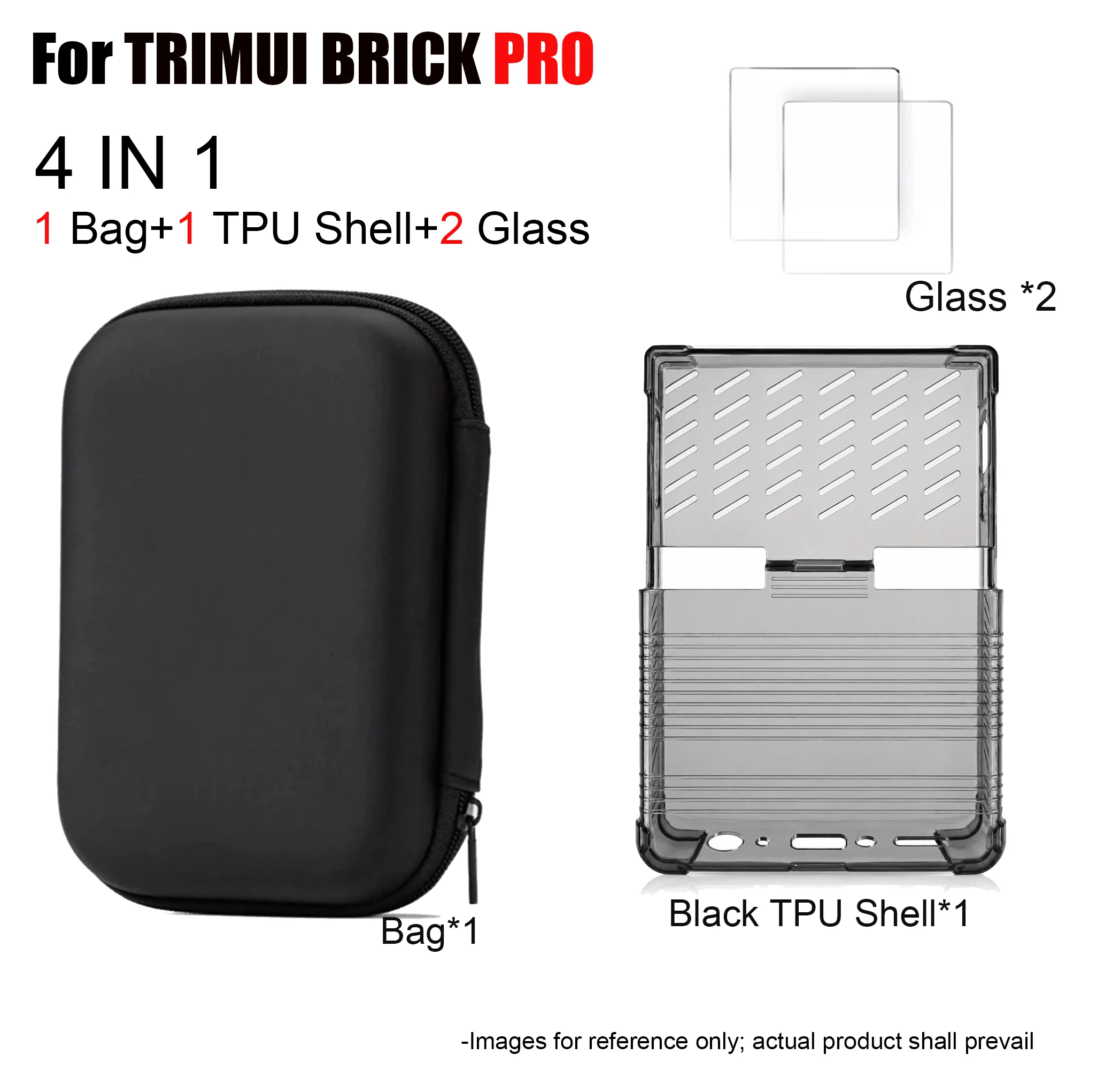 Tragbare Aufbewahrungstasche, TPU-Hülle mit Displayschutzfolien für TRIMUI BRICK PRO, Spielkonsole, Schutzfolien aus gehärtetem Glas, Zubehör-Set