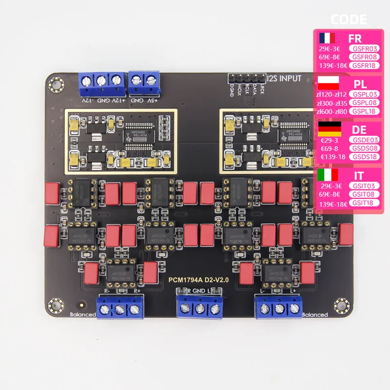 Dual Parallel PCM1794A DAC Audio Decoder PCB Board 24Bit 192kHz