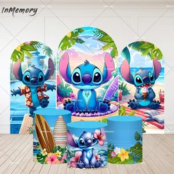 Cartoon Lilo & Stitch Party Arch Backdrop for Kids Birthday Decor Cake Table Cylinder Cover Aloha Luau Baby Shower Party Banner