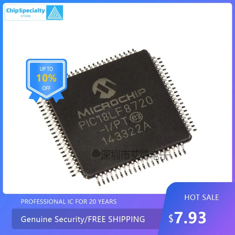 Original authentic PIC18LF8720-I/PT patch 8-bit microcontroller chip QFP-80 package