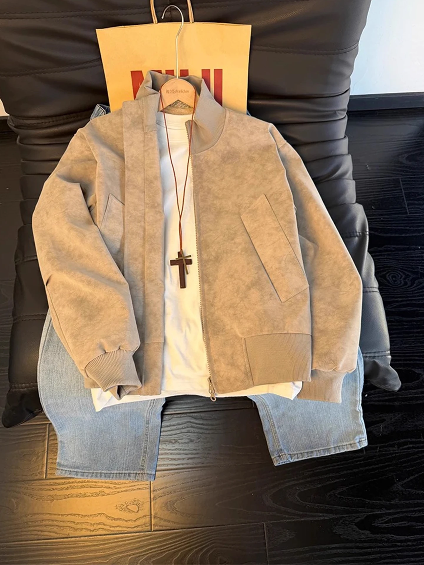 

Модный мужской хлопковый тюнет большого размера, окрашенный в светлый глаз, с воротником-стойкой Fce Thiened, мотоциклетный костюм на зиму