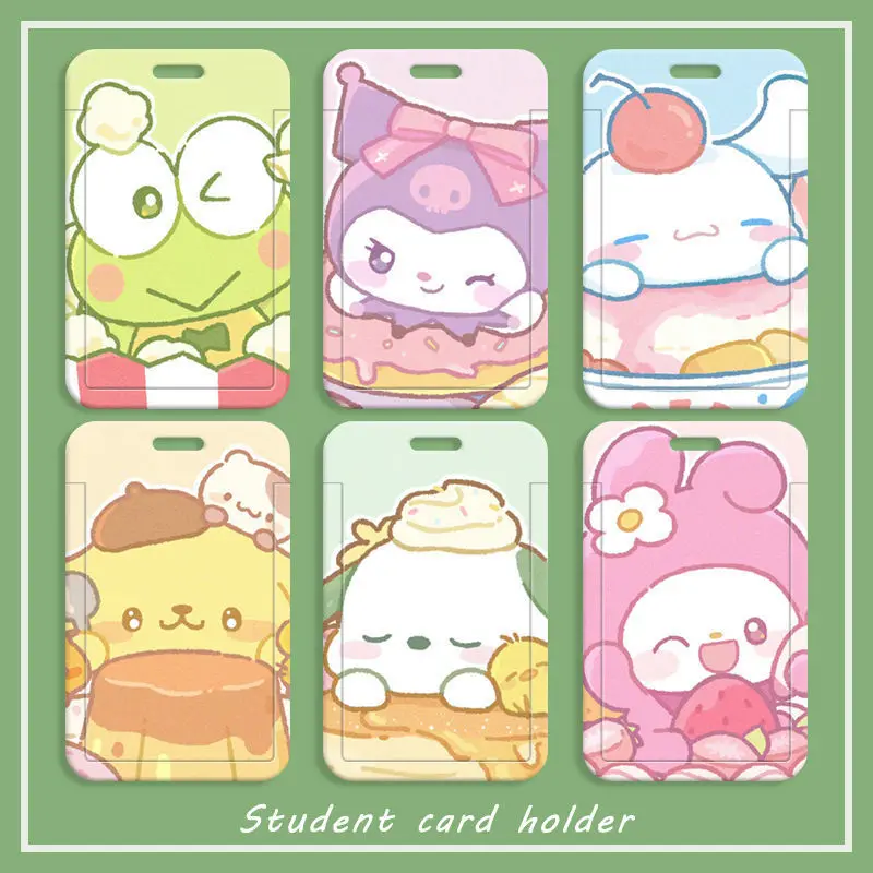 Sanrios Work Card Holder Anime Figures HelloKittys Pochacco ID Name Tag Cute Bus Pass Access Card Cover Case Kuromi Badge Holder